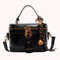 thumbnail image 2 of husxh Retro Leather Bucket Bag for Women Zipper Closure Shoulder Purses (Black), 2 of 9
