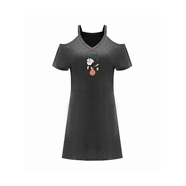 Vestido de verano para mujer vestido casual suave femenino de manga corta mini vestido para viaje M