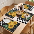 thumbnail image 5 of Yellow Sunflower Placemats Set of 8 Black White Plaid Watercolor Floral Place Mats Indoor Wipeable Table Mats Washable Cloth Dining Table Placemats for Kitchen Holiday Party Home Decor 13x19 Inch, 5 of 9