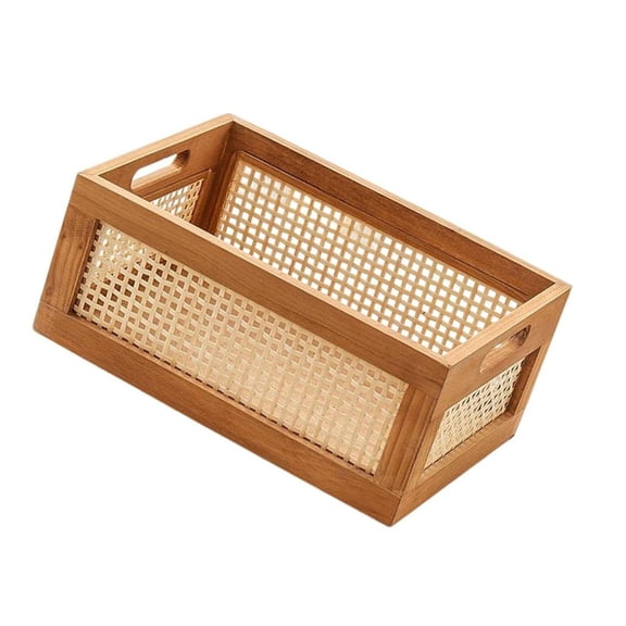 POYOGA Stylish Wooden Storage Box Bamboos Woven Basket For Home Decors And Utility