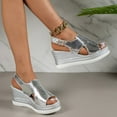thumbnail image 6 of NOKIO Women Metallic Slingback Wedge Sandals Glamorous Summer Boho Sandals Shoes Orthopedic Wedge Sandals for Women Summer Dressy Ankle Strap Platform Sandals Casual Strappy Wedges Sandals, 6 of 8