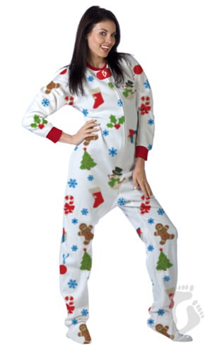 Footed Pajamas Footed Pajamas Holiday Cheer Adult Fleece Walmart