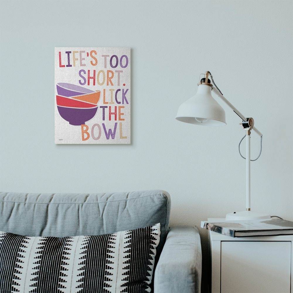 Stupell Industries Lick The Bowl Funny Word Colorful Kitchen Dining Room Word Design Canvas Wall Art by Gigi Louise