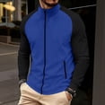 thumbnail image 4 of YUGYXL Track Jacket Men Full Zip Up Color Block High Neck Tops Casual Fashion Lightweight Workout Athletic Sports Jacket Blue Jackets, 4 of 5