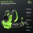 thumbnail image 2 of Greenworks 80V 750 CFM Battery Powered Backpack Leaf Blower, with 4.0Ah Battery and Rapid Charger, 2 of 14