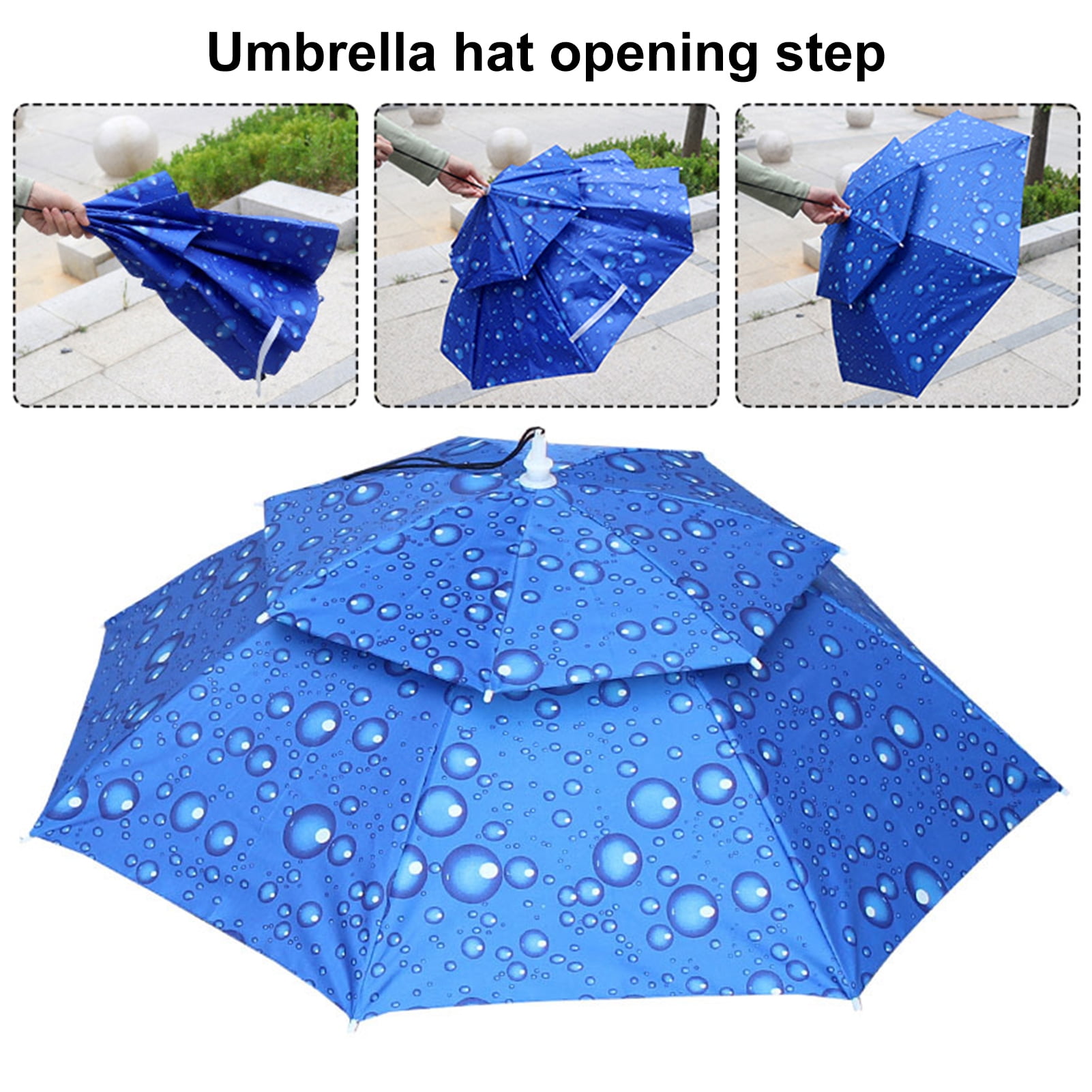 Mdesiwst 1 Set Umbrella Hat Hands Free Folding Anti UV Rainproof Double-Layer Sun Rainy Day Fishing Tea Picking Umbrella Hat Outdoor Supply