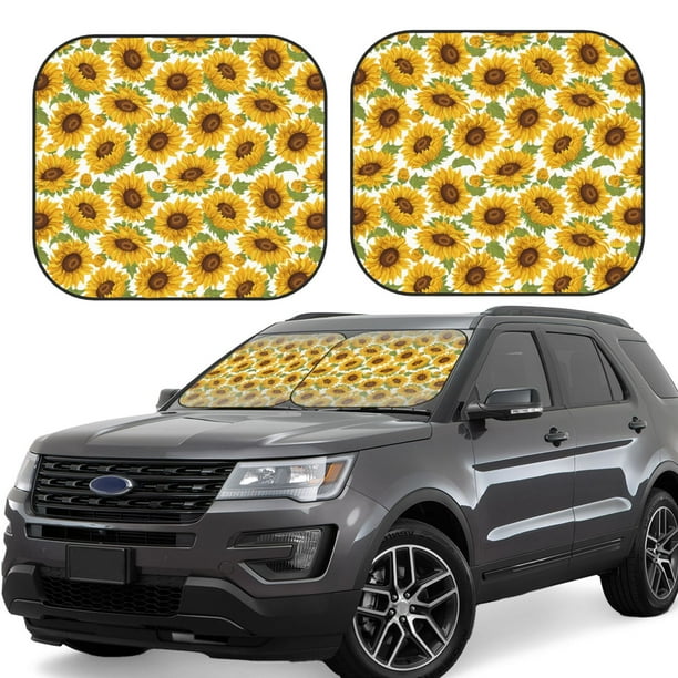 Fotbe Sunflowers Juego de 2 Piezas de Parasoles para Parabrisas | Bloqueador Solar para Auto | Accesorios Plegables para Protección Solar Interior-Large