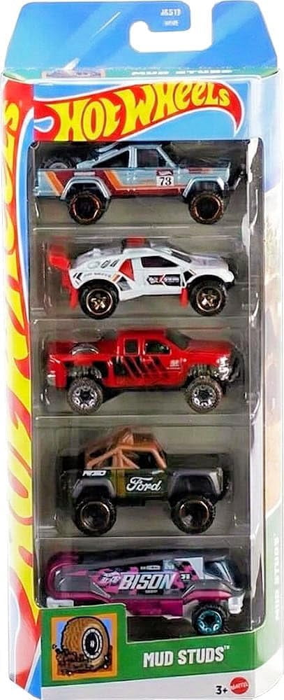 Hot Wheels 2 x 5-Pack Die-Cast Toy Cars, Mud Studs and HW Remote Adventures Themes, Ages 3+