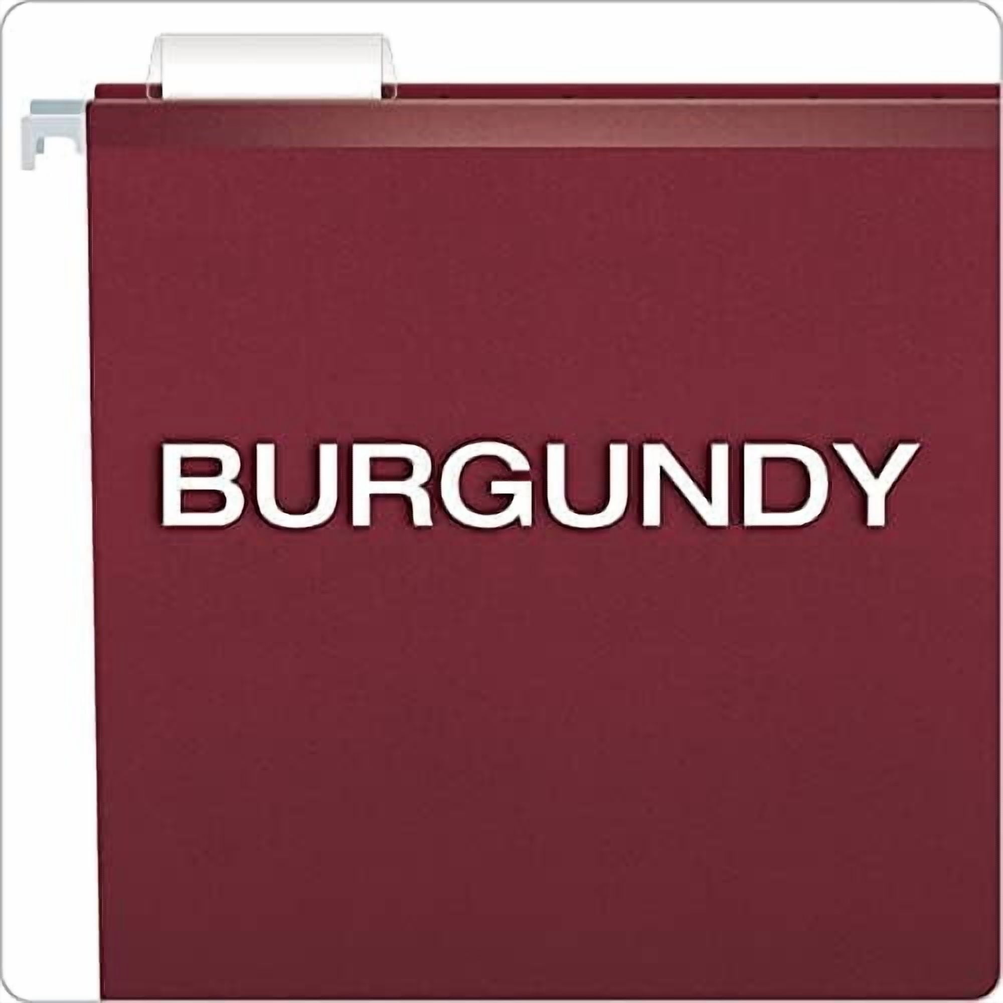 Reinforced Hanging Folders, Letter Size, Burgundy, 1/5 Cut, 25/BX (4152 1/5 BUR)