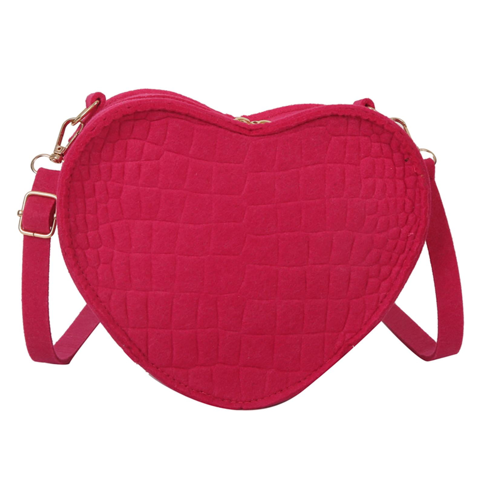 MERIGLARE Women Heart Shoulder Bag Casual Clutch Heart Shaped Handbag Cute Heart Purse Rose Red