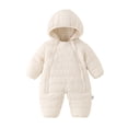 thumbnail image 2 of Mgmyaa Baby Hooded Puffer Romper Warm Zipper One-Piece Jumpsuit Long Sleeve Snowsuit for Infants Toddlers Winter Outfit, 2 of 8