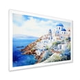 thumbnail image 2 of Designart "Santorini Isles Blue and White Charm II" Landscapes Framed Wall Art Decor - Country Blue Greece Bedroom Framed Canvas Wall Art, 2 of 6