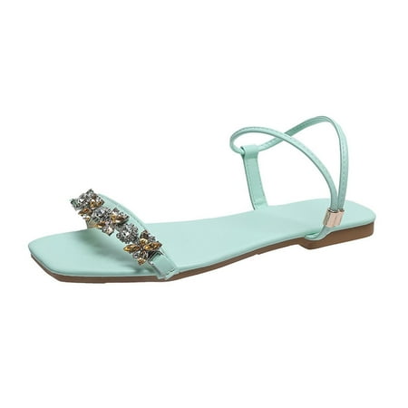 

Cglfd Flat Fashion Pansy Diamond Viscose Round Toe Patent Leather Fashion Sandals