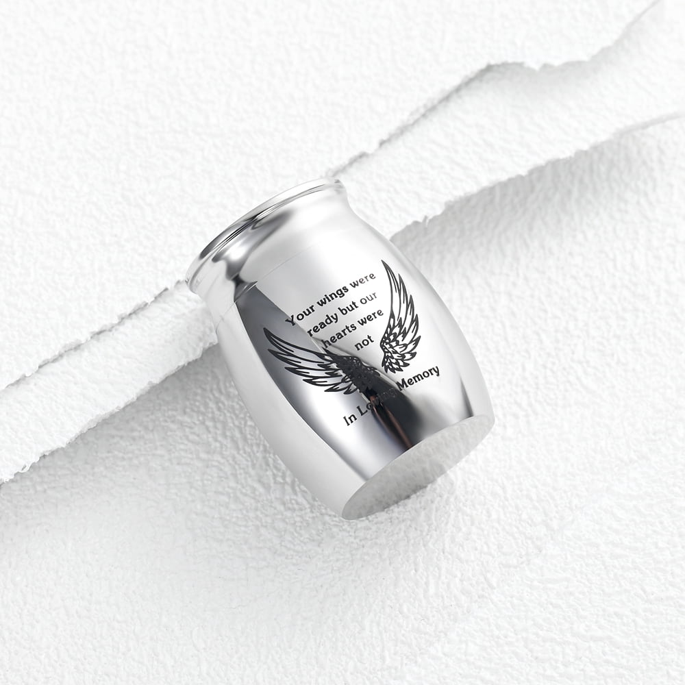 Mini Urns for Human Ashes 1.18 Inches Mini Sized Urns for Ashes Adult Male Female Keepsake Cremation Urns for Ashes Stainless Steel-Angel Wings Mini Keepsake