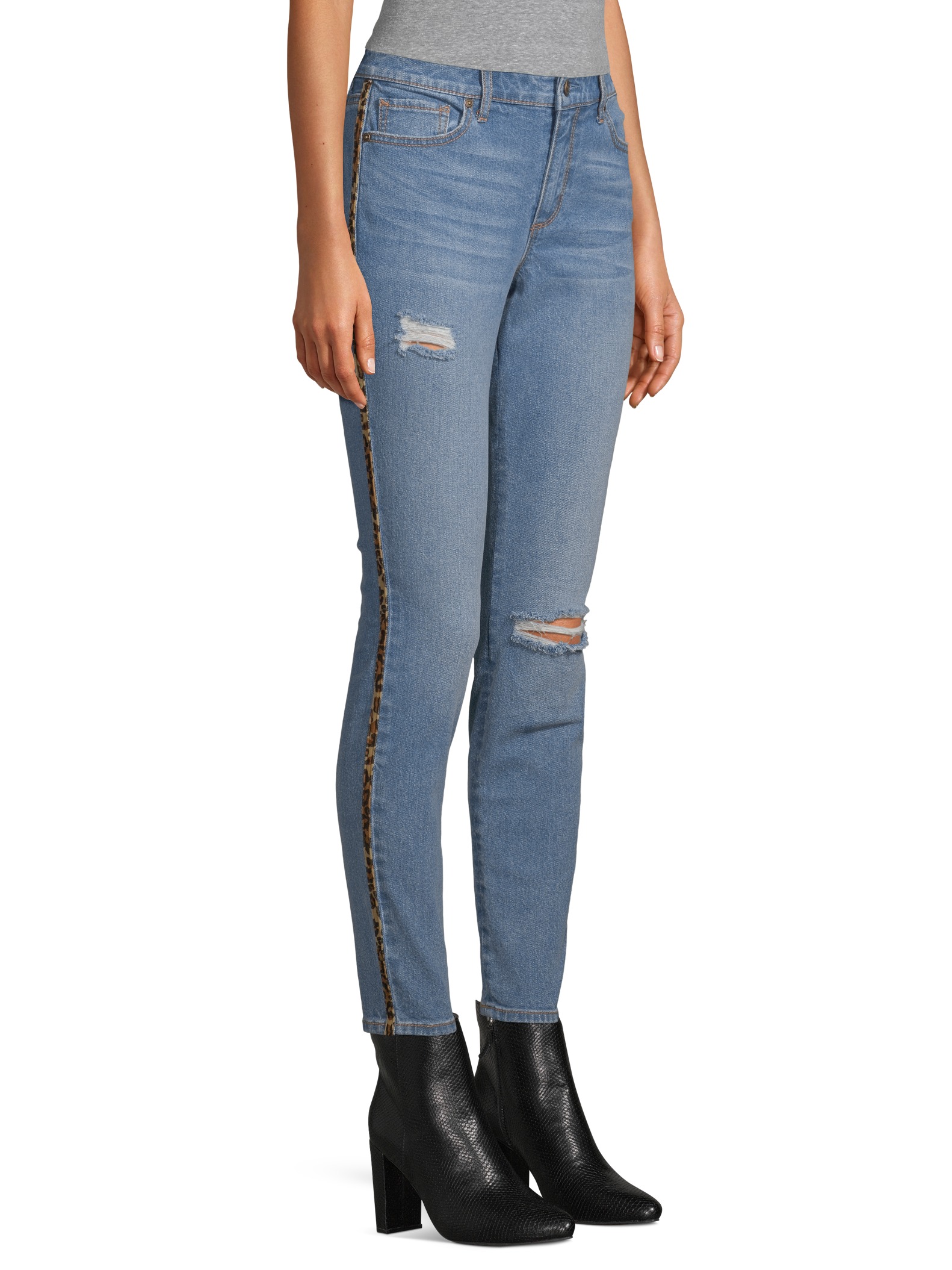 Scoop Women's Skinny Ankle Jeans with Leopard Stripe - image 4 of 7