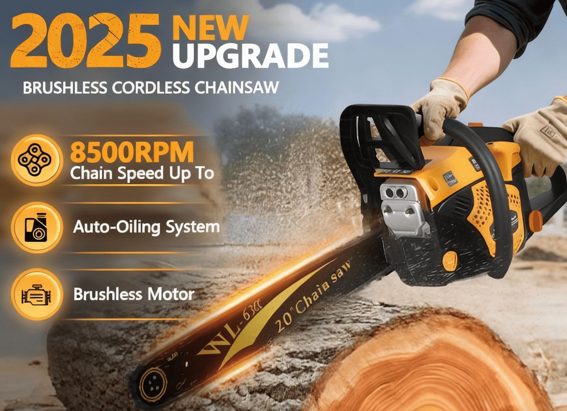 Bremoi 63CC 20-Inch Gas Powered Chainsaw, 2-Stroke Chain Saw with Anti-Vibration Non-Slip Handle,Heavy Duty Gas Chain Saw Automatic Oiler Quick Start for Tree Felling, Logging,Firewood Cutting