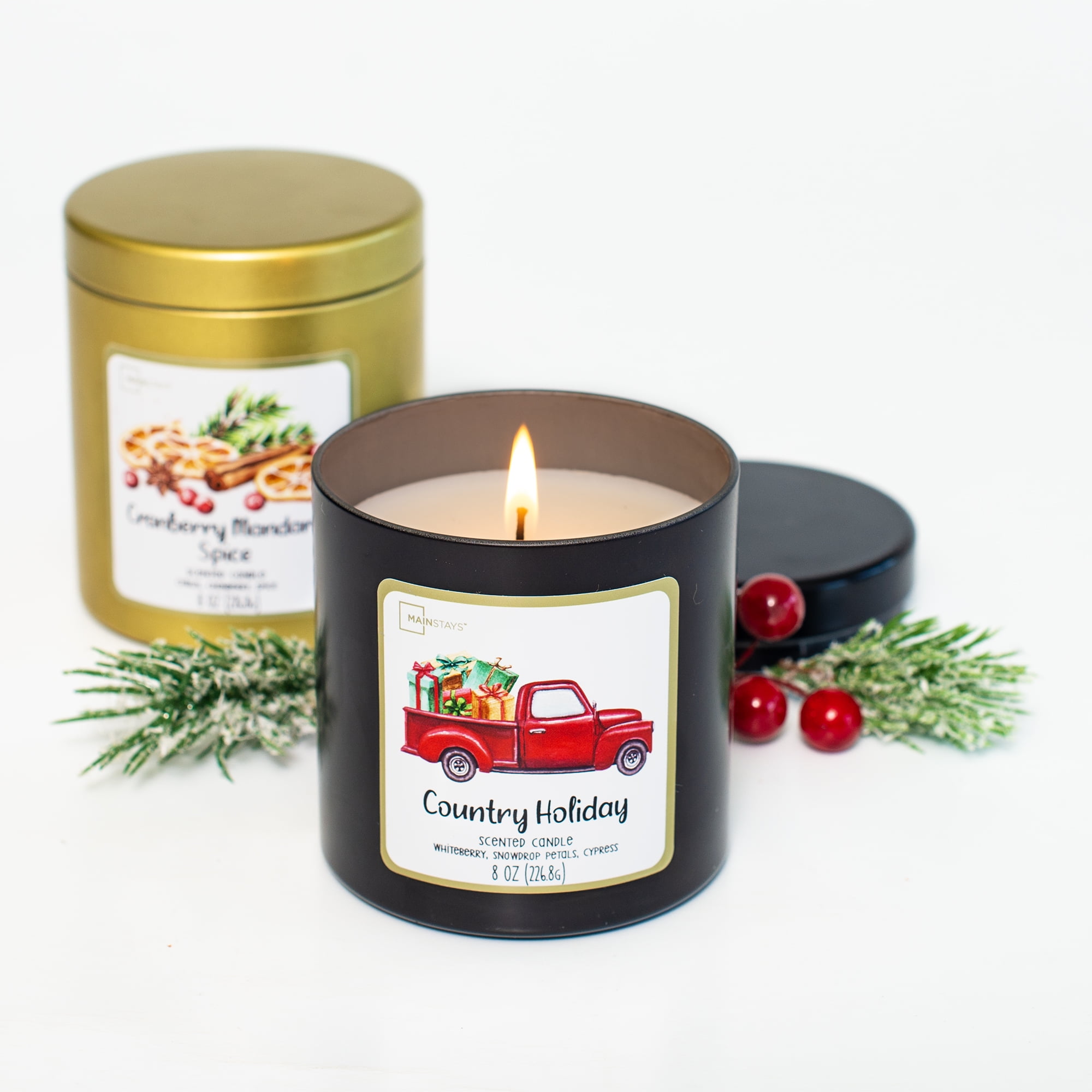 Mainstays 8oz Black Tin Candle, Evergreen Mountain