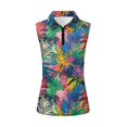 thumbnail image 2 of Aplkyhs Colorful Palm Leaf Women's Golf Sleeveless Shirt Moisture Wicking Golf Tennis Shirts with Collar Tank Top Moisture Wicking Machine Washable Suitable for Golf Enthusiasts, 2 of 7