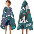 thumbnail image 3 of Boston Terrier with Bones and Paws Hooded Bath Towel，50"x30" for Ages 3 To 12 Kids, Quick Dry Lightweight Soft Microfiber Hood Beach Towel Cover Up for Kids, 3 of 7