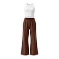 thumbnail image 2 of Cethrio Girls Cotton Linen Outfit Sets, 2 Piece Sleeveless Casual Kids' Summer Clothing Sets Brown Size 5-6 T, 2 of 7
