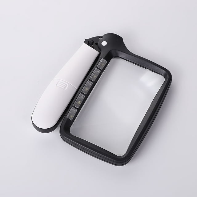 Lupa de lectura iluminada, 2 lupas grandes iluminadas con 5 luces LED, portátil, ideal para personas mayores, niños, pasatiempos, manualidades, relojeros TUNC Sencillez