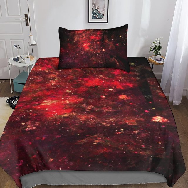 Ensemble de Literie Rouge Noir Housse de Couette Rouge Noir Imprimée 3D 2 Pcs, Housse de Couette en Microfibre avec Fermeture Éclair Taies d'Oreiller Simple