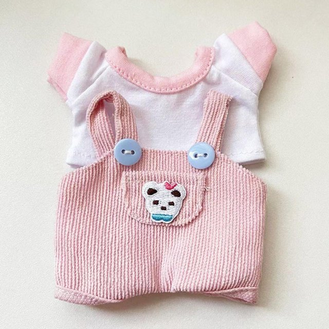 Conjunto de Ropa para Muñecas CUTICAT 2 Piezas Camiseta y Pantalones Tirantes 17cm Rosa