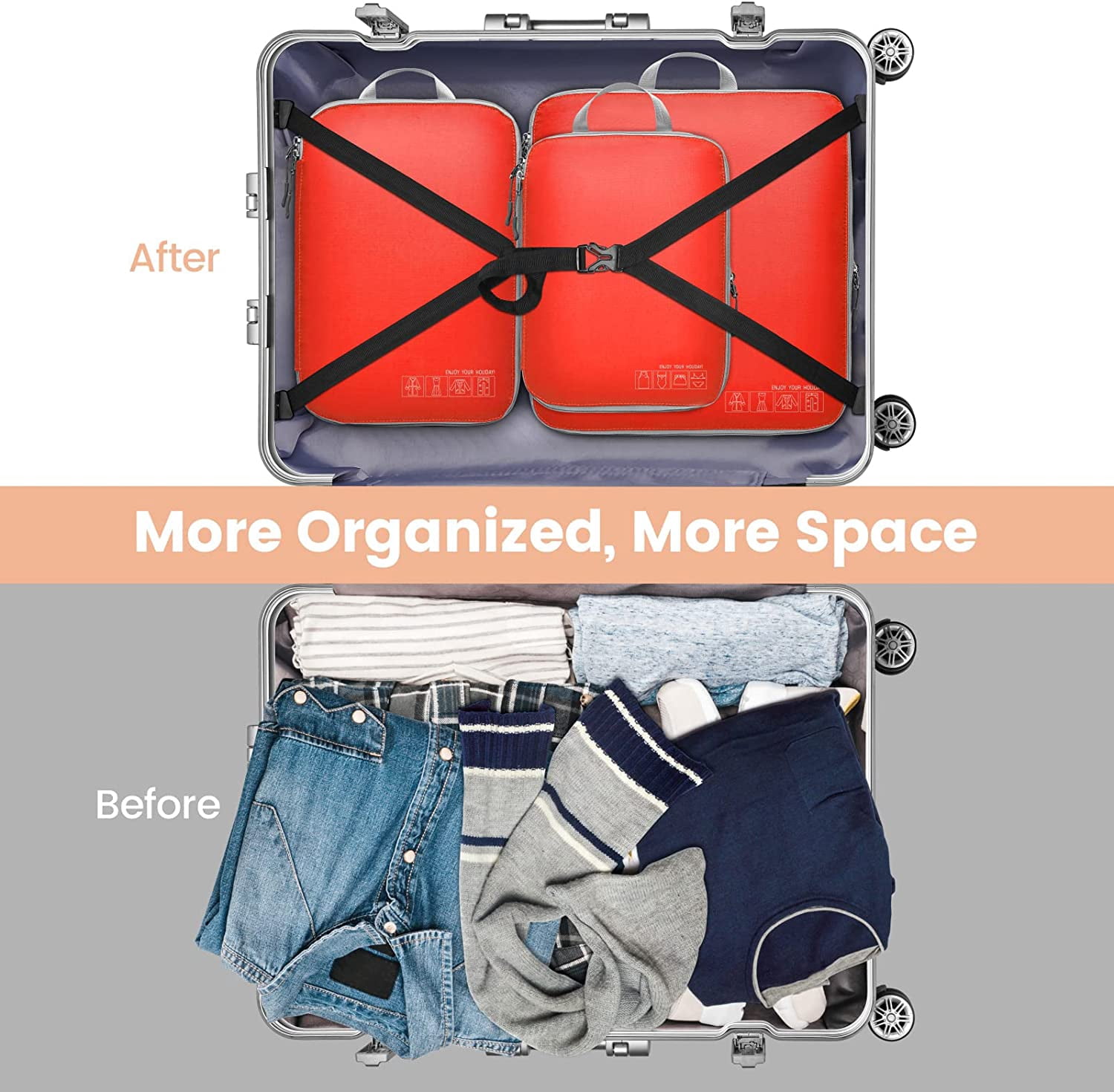 Mesh Compression Packing Cubes Travel - Space Saving Packing Cubes for Travel Women, Lightweight Compression Cubes for Travel Bags Luggage Packing Organizer for Suitcases