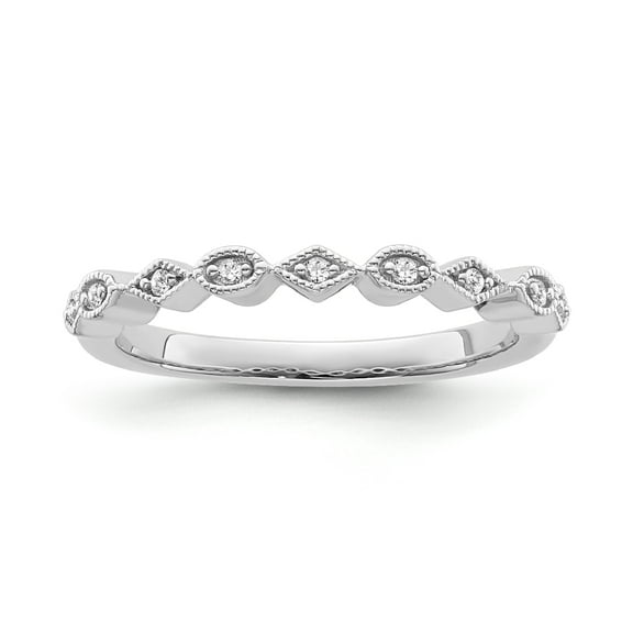 Araiya Fine Jewelry 10K White Gold Round-shape Lab Grown Diamond Wedding Band Ring ( 1/20 cttw, D-F Color, VS Clarity) Size 8