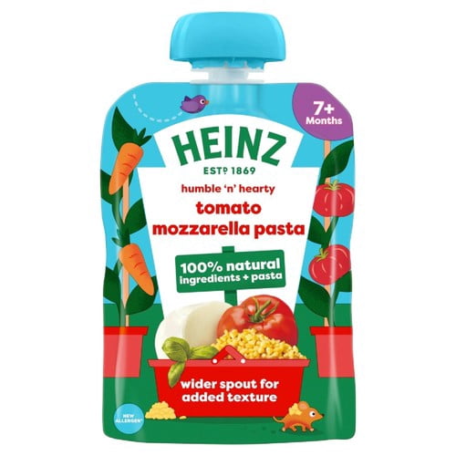 Heinz Tomato Mozzarella Pasta Shapes Baby Food Pouch 7+ Months 130g, British Import (Pack of 2)