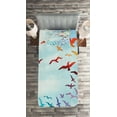 thumbnail image 2 of Ambesonne Bird Quilted Coverlet 2 Pcs, Flying Freedom Sky Art, Twin Size, Red Blue, 2 of 2