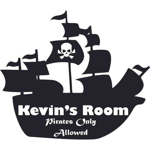 Pirate Only Allowed Personalized Name Custom Names Pirate Ship Wall Decals - Boys Room Pirates Ships Kids Decor Sticker Room Decoration for Bedrooms - Stickers Sticker Boy Designs Size (20x40 inch)