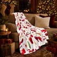 thumbnail image 3 of Red Cherry Gold Bow Festive, Festive Holiday Scene, Warm Flannel Blanket for Living Room and Family Room with Detailed Artwork, Art Lovers Housewarming Gift, Festive Home Decor, 3 of 9