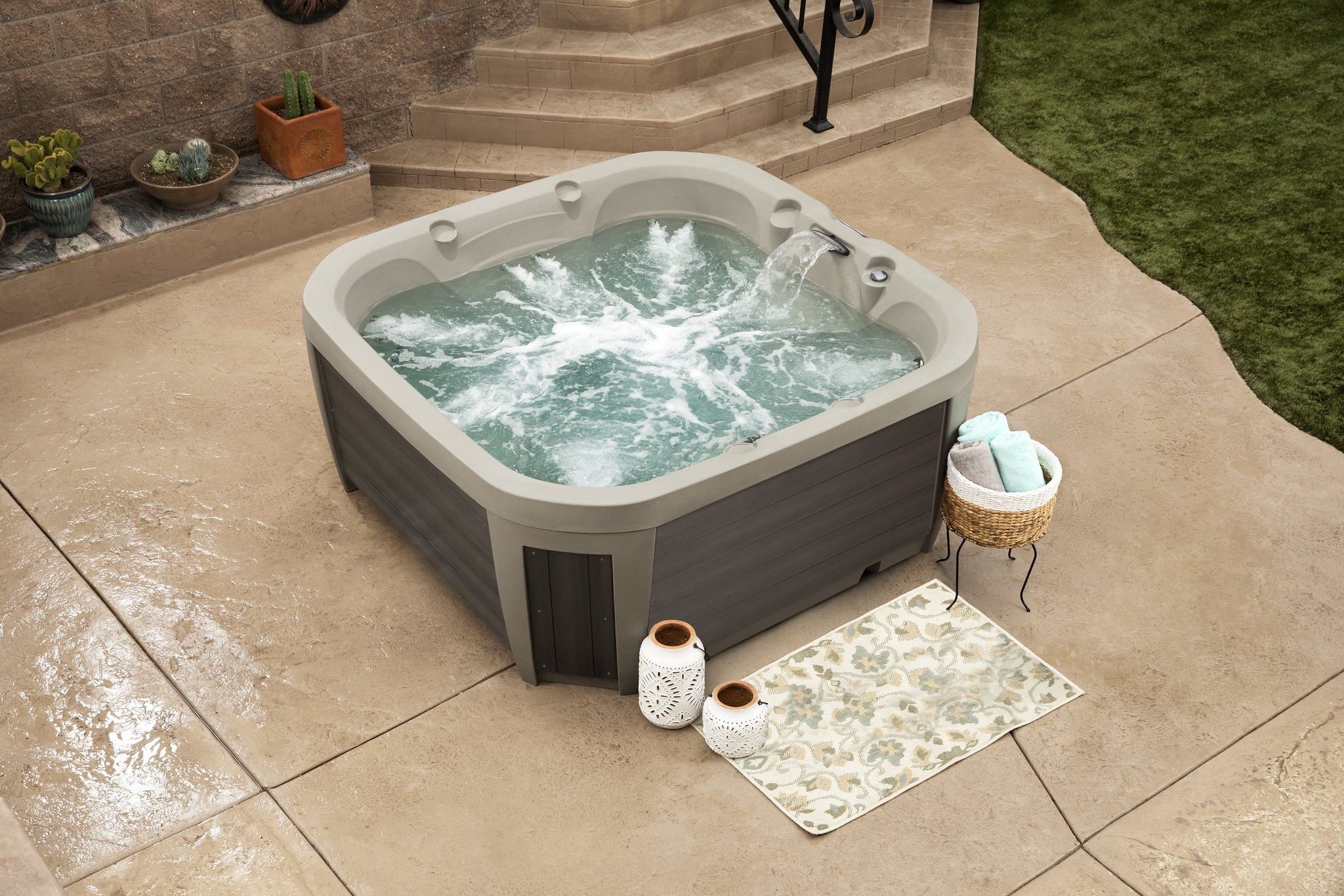 All New 2025 HydroLuxe MAUI Taupe/Grey Hot Tub - 6-person, 26 Jets, Convertible 110v/220v