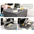 thumbnail image 6 of Grepatio 35.5" Large Square Storage Ottoman, Lift Top Ottoman Bench With Storage, Tufted Upholstered Coffee Table for Living Room, Bedroom (Grey), 6 of 7