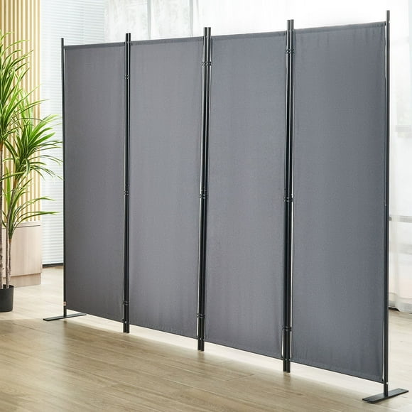Room Divider 4-Panel Folding Privacy Screen Room Partition Temporary Wall Divider Freestanding Room Separator Fabric Office Partition for Home, Hospital, School 88.2"x11.8"x67.3" Dark Gray