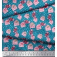 thumbnail image 3 of Soimoi Blue polyester Crepe Fabric Envelope,Star & Heart Print Fabric by the Yard 52 Inch Wide, 3 of 5