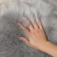 thumbnail image 6 of FUDAKUNA Gray Fluffy Area Rug Oval 24" x 36" Soft Plush Absorbent Faux Sheepskin Non Slip Backing Floor Mats Chair Sofa Cushion, 6 of 8