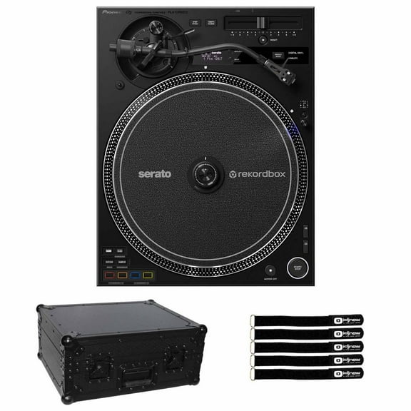 Pioneer DJ PLX-CRSS12 Professional Digital-Analog Hybrid Turntable with Black Universal Turntable Road Case Package