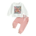 thumbnail image 2 of Toddler Baby Girl Clothes Long Sleeve Pullover 6M 12M 18M 24M 3Y Sweatshirt Stretch Jogger Pants Infant Fall Outfit, 2 of 10