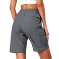 thumbnail image 3 of Women's Lightweight Hiking Cargo Shorts Quick Dry Athletic Shorts Camping Travel Golf Zipper Pockets Water Resistant Dark Gray XL, 3 of 6