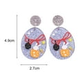 thumbnail image 5 of 1 Pair Easter Egg Earrings Women Elegant Colorful Bunny Flower Pattern Stud Earrings Shining Acrylic Drop Earrings, 5 of 7