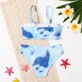 thumbnail image 6 of REORIAFEE Girls 2 Piece Swimsuit Sets Age 4-14Years Bikini Top and Short Tie Dye Print Beachwear Swimwear Adjustable Spaghetti Straps Bathing Suits High Waist Quick Dry, 6 of 7