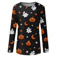 thumbnail image 6 of Garbnen S-5XL Halloween Shirts for Women Long Sleeve Pumpkin Ghost Cat Womens Graphic Tshirts Plus Size Holiday Women Pullover White XL, 6 of 7