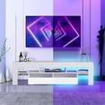 thumbnail image 2 of TV Stand with LED Lights for 60/65/70 Inch TV, Modern Gaming Entertainment Center, High Gloss Television Stands Media Console with Glass Shelves and 2 Drawers for Living Room, Bedroom, White, 2 of 9
