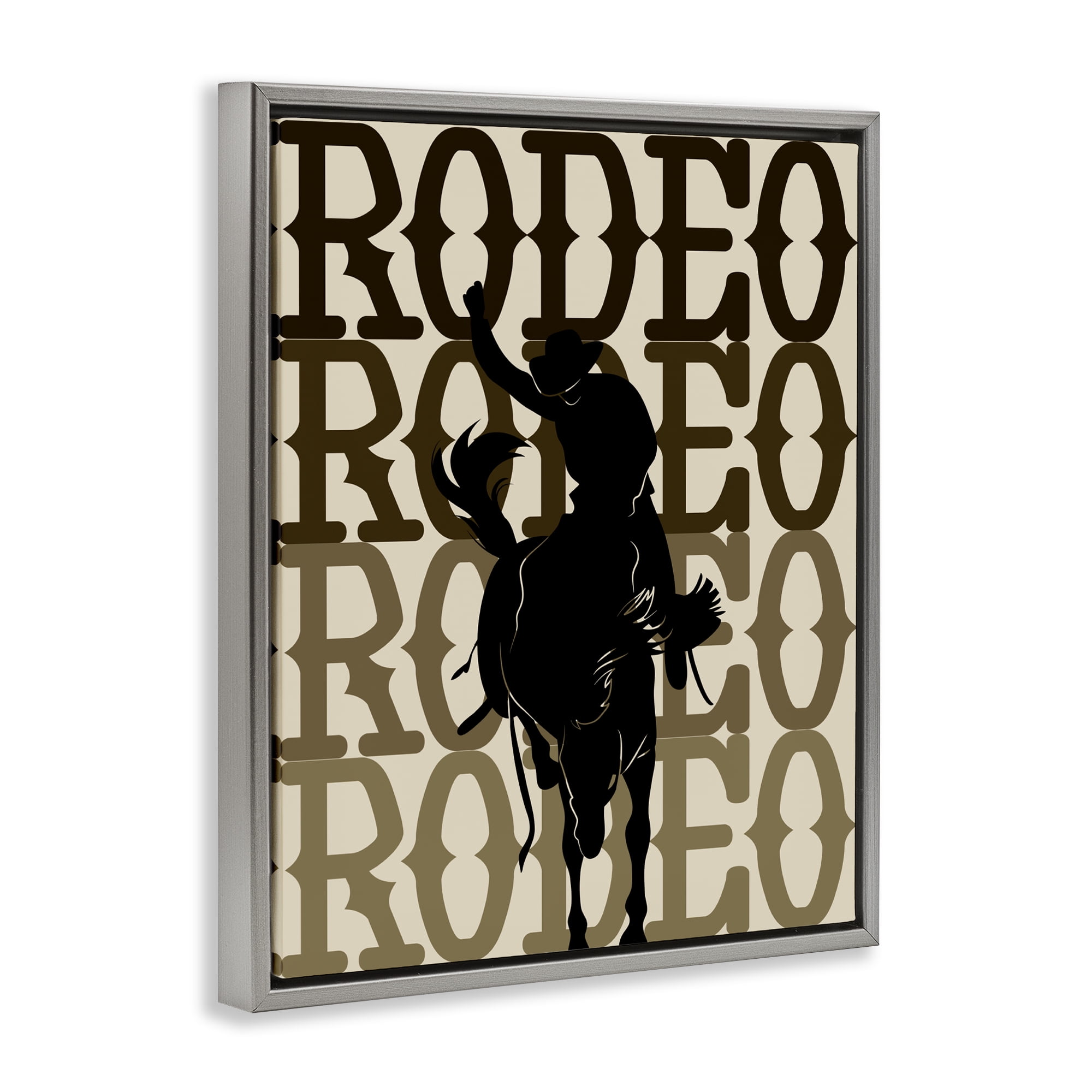 Stupell Industries Rodeo Gradient Cowboy Gray Framed Floater Canvas Wall Art, design by CAD Designs