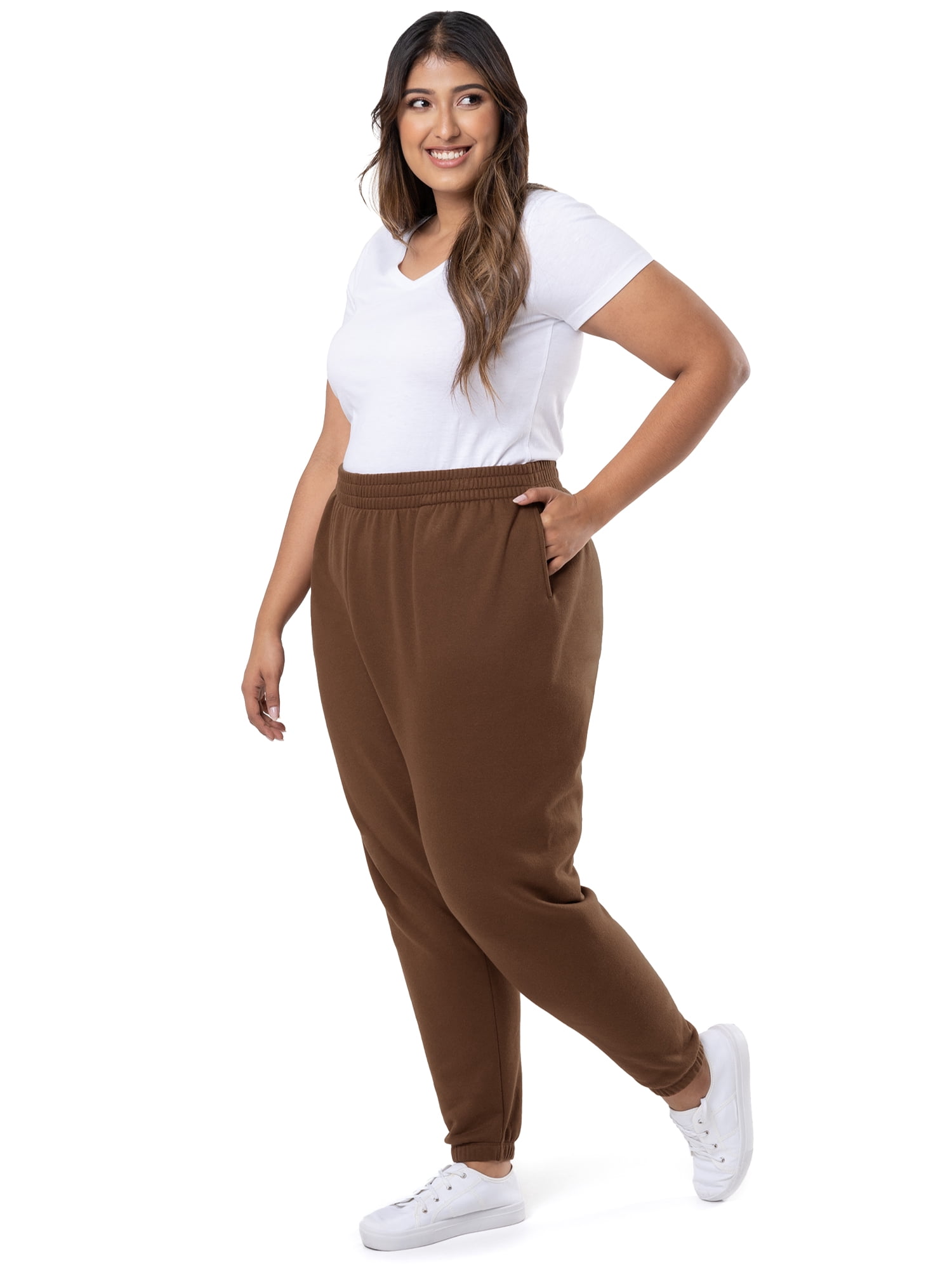 Terra & Sky Women's Plus Size Cotton Blend Fleece Sweatpants, 3-Pack