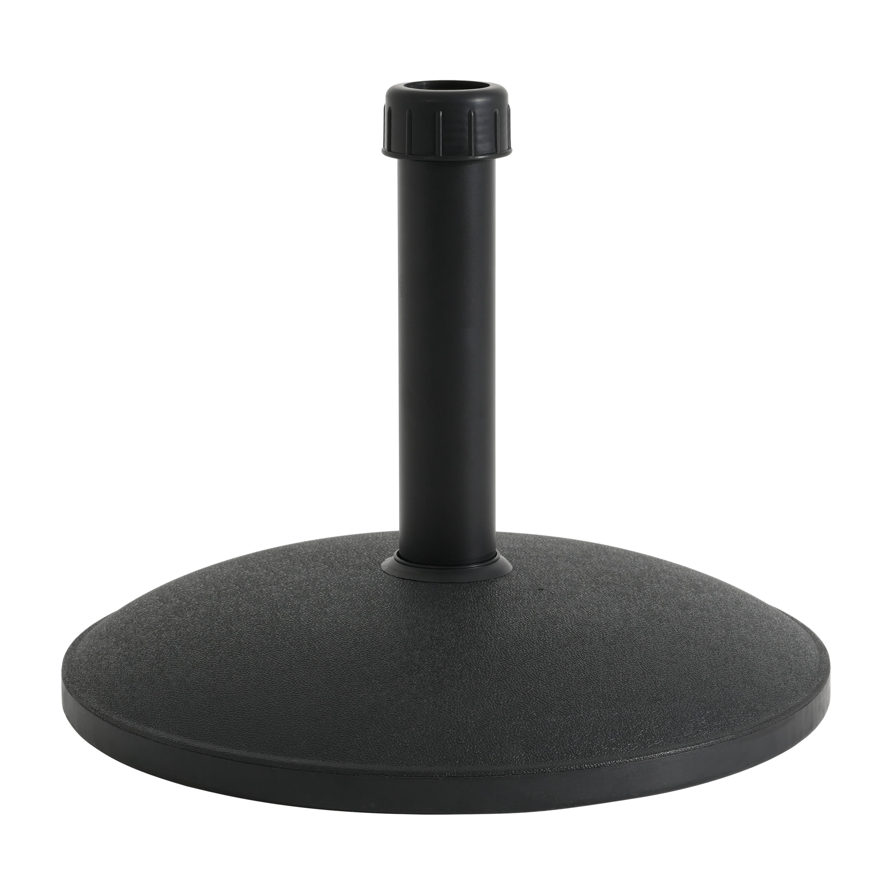 Umbrella Base 35 Pound Round with Concrete Fill and Resin Shell, Patio Umbrella Stand and Outdoor Shade Base, Black