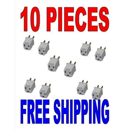 

10 Pack 3 to 2 prong AC Polarized Grounding AC Power Plug Adapter UL RATED GRAY