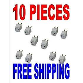 10 Pack 3 to 2 prong AC  Polarized Grounding AC Power Plug Adapter UL RATED GRAY